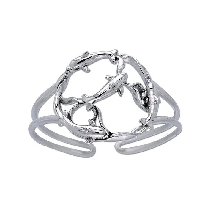 Dolphin Pod Sterling Silver Cuff Bracelet TBA130