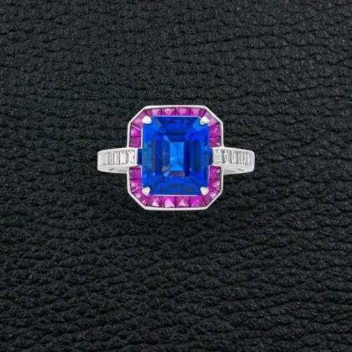 Tanzanite, Pink Sapphire & Diamond Ring