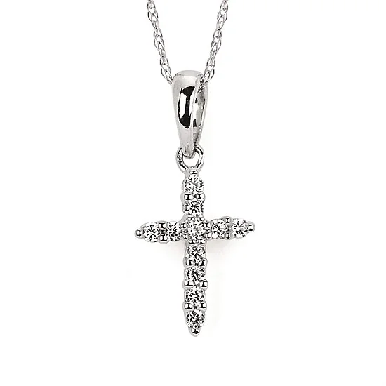 White Gold Diamond Cross Pendant Necklace