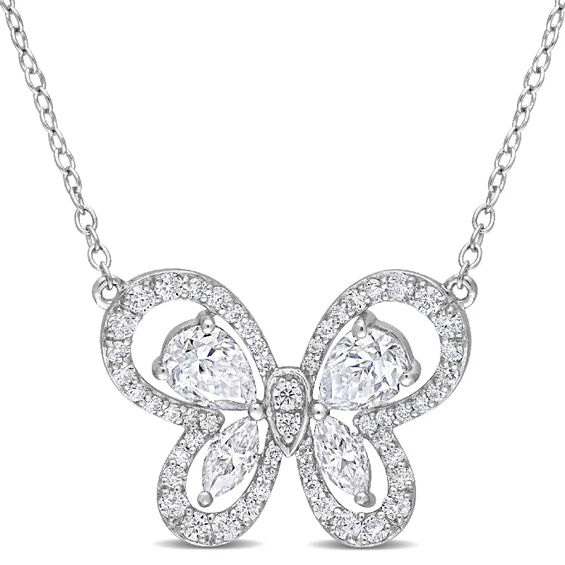 Miadora 1 3/4ct DEW Created Moissanite Butterfly Necklace Sterling Silver