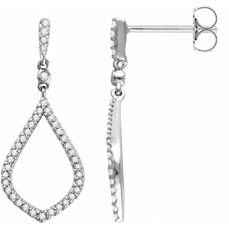 14k White Gold 1/4 CTW Diamond Dangle Earring for Women