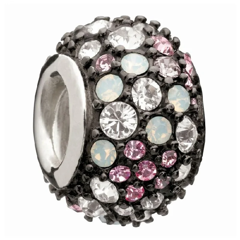 Silver Bead - pink & black jewelled kaleidoscope