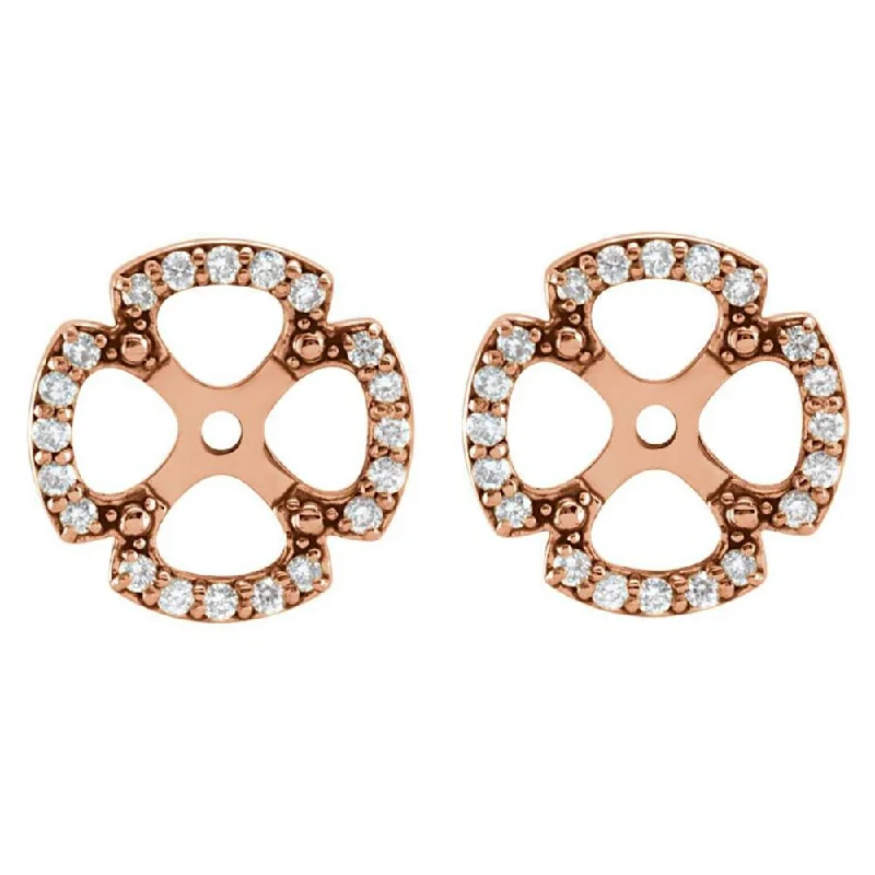 1/5Ct Clover Diamond Earring Jackets Rose Gold (5-5.5mm)