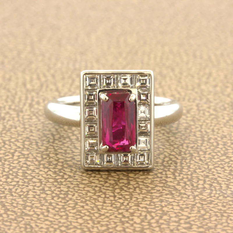 1.50 Carat Burmese Ruby Diamond Platinum Ring, GIA Certified