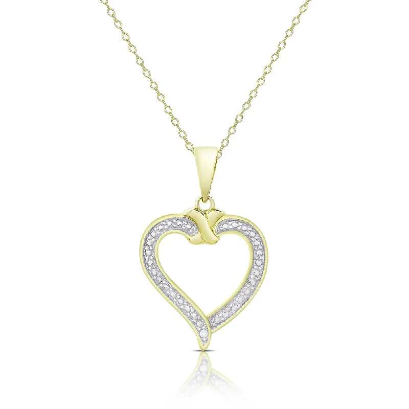 Finesque Gold Over Sterling Silver Diamond Accent Heart Necklace