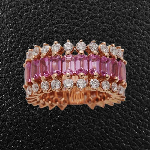 Pink Sapphire & Diamond Ring