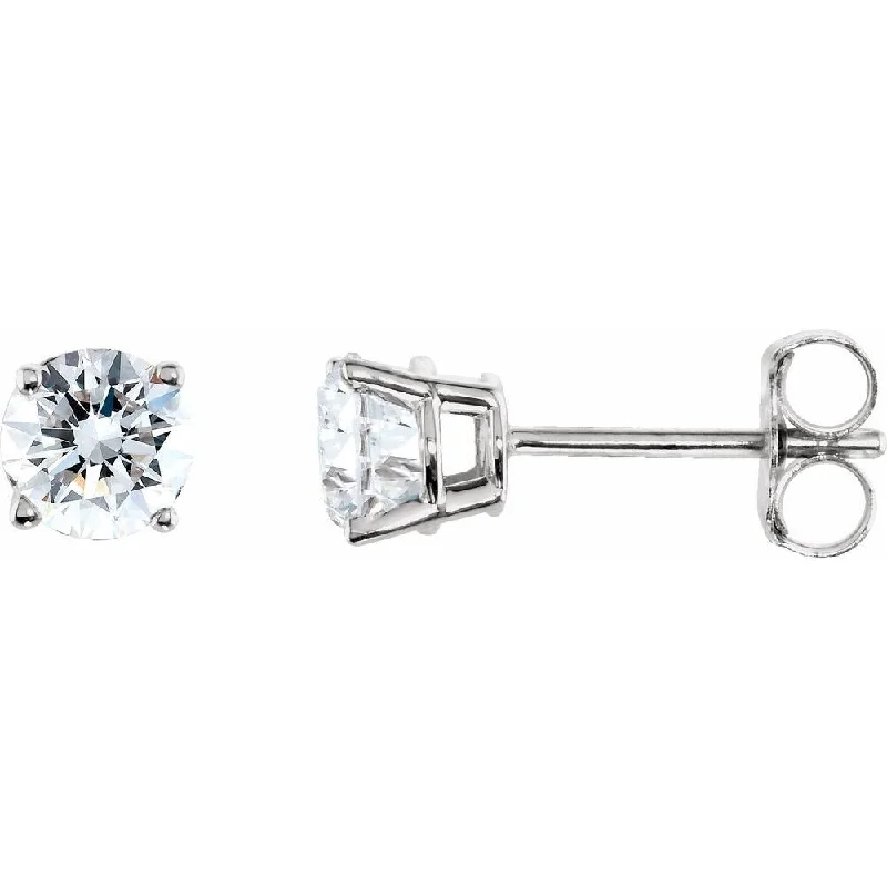 Sterling Silver 4mm Round Cubic Zirconia Stud Earring for Women