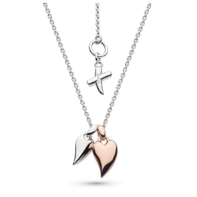 Silver & Rose Gold Plated Desire Kiss Mini Heart Necklace