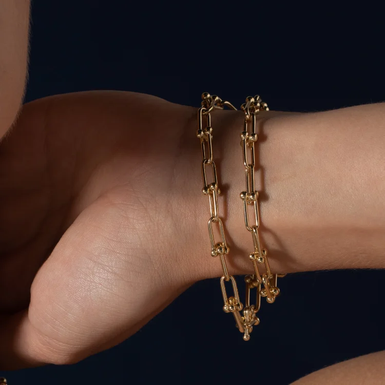 Real Gold GZTF Hardware With Real TF Lock Solid Chain Bracelet 0372 (16 C.M) BR1654