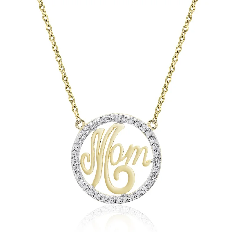 Finesque Gold Overlay Diamond Accent 'Mom' Necklace (I-J, I2-I3)