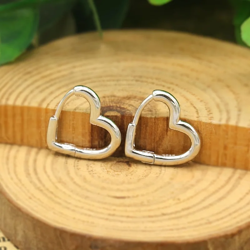 Sterling Silver Heart Shaped Hoop Earring