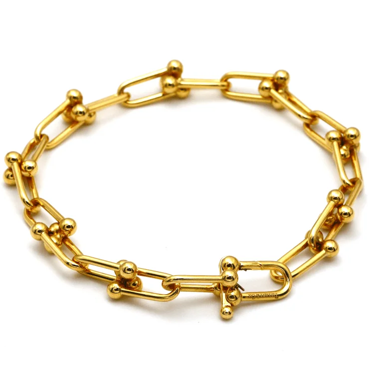 Real Gold GZTF Hardware With Real TF Lock Solid Chain Bracelet 0372 (20 C.M) BR1554