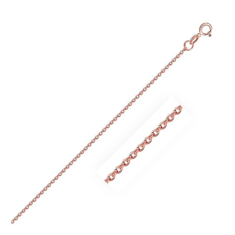 14k Solid Rose Gold Cable Link Chain Necklace 1.1mm