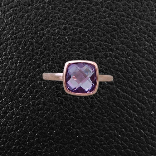 Cushion cut Amethyst & Diamond Ring