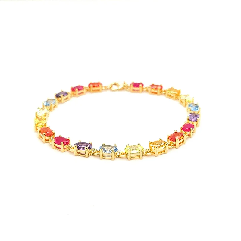 Ovale Multi Tennis Bracelet in Yellow Gold Plating RBORB-YG