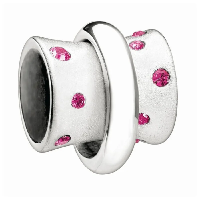 Silver bead - Stella - Fuchsia crystal