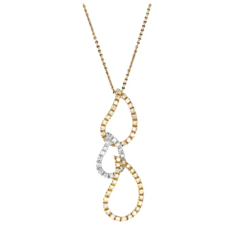 18ct Yellow, White & Rose Gold Triple Teardrop Diamond Set Pendant & Chain