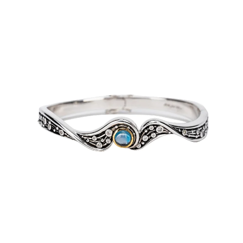 Silver and 10k Gold Celestial Bracelet - London Blue Topaz