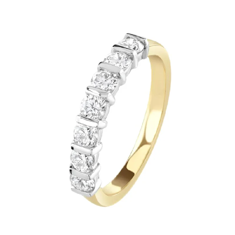 0.83ct Round Brilliant Cut Diamond 7-Stone Bar Set 18ct Yellow Gold Eternity Ring