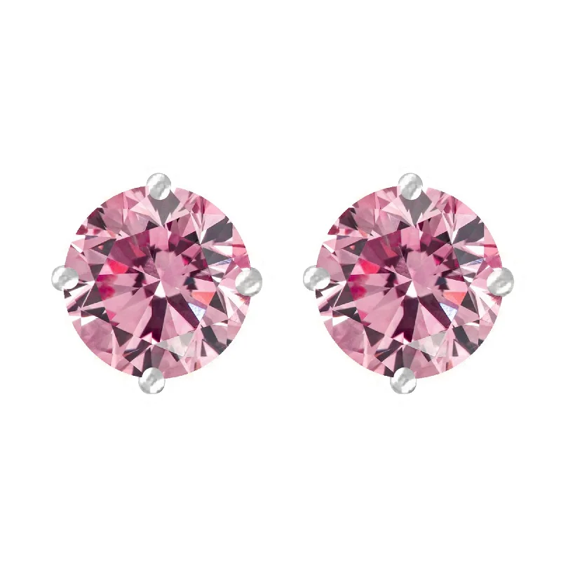 Sterling Silver with Pink Moissanite Stud Earring