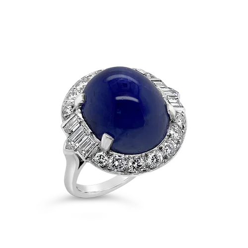 Star Sapphire & Diamond Ring