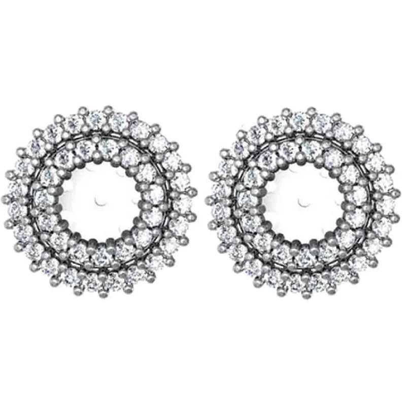 SI 7/8ct Diamond Earring Studs Double Halo Jackets White Gold (5-5.5mm)