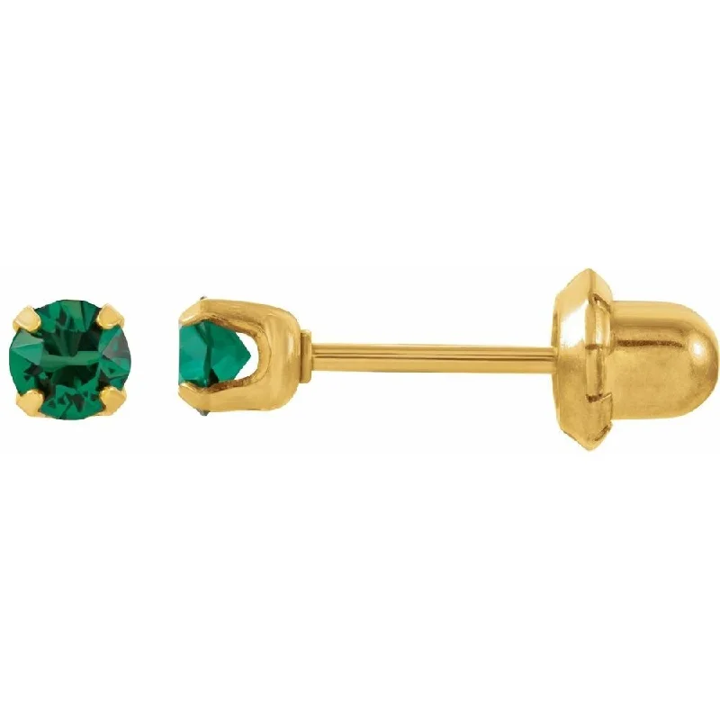 Sterling Silver Imitation Emerald Inverness Piercing Stud Earring for Women