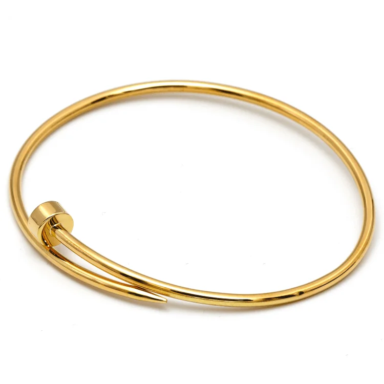 Real Gold Thin Plain Nail Bangle GZJCT0086 - (SIZE 19) BA1566