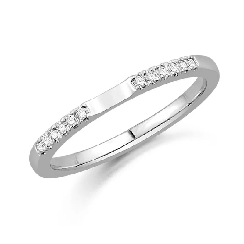 0.08ct 12-Round Brilliant Cut Diamond Cut-Out 18ct White Gold Wedding Band