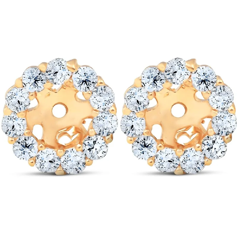 Halo Diamond Earring Jackets Yellow Gold (4mm)