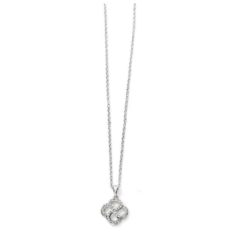 9ct White Gold Diamond Set Open Clover Leaf Pendant