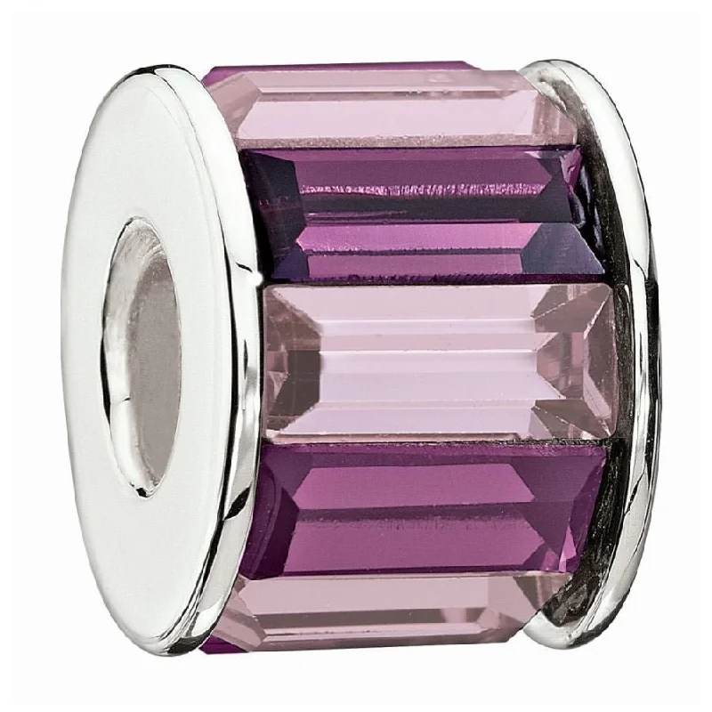 Silver bead - Baguette - Purple