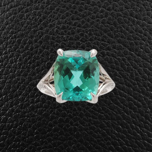 Blue-Green Tourmaline & Diamond Ring