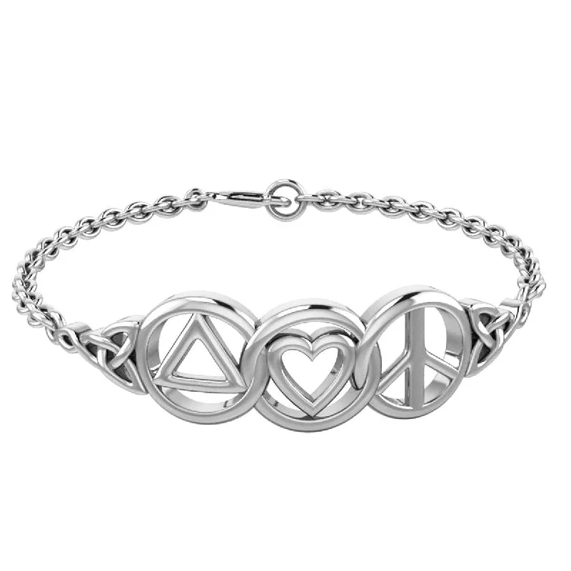 The Love Peace and Recovery Sterling Silver bracelet TBL406