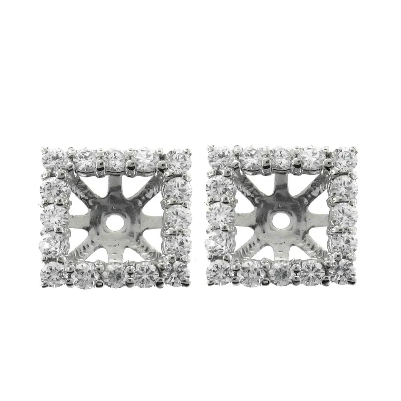 1 1/4ct Princess Cut Diamond Halo Earring Jackets White Gold (up to 6mm)