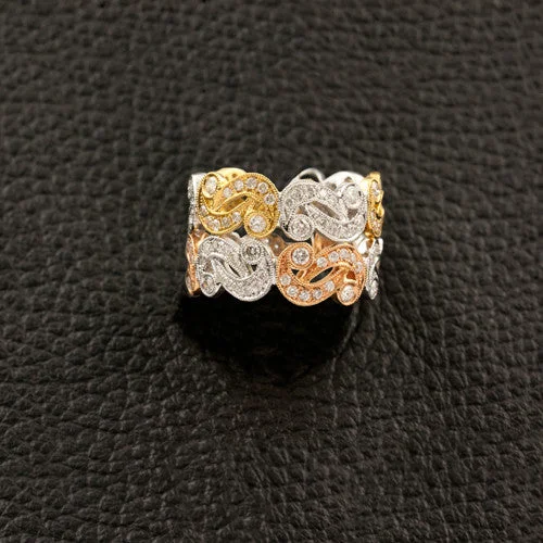 Tricolor Gold & Diamond Ring