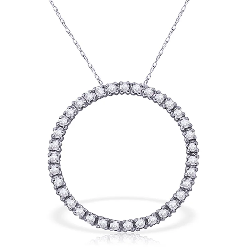 0.52 Carat 14K White Gold Diamond Circle of Love Necklace