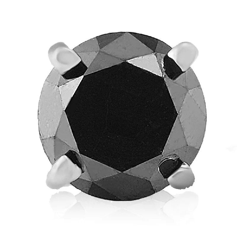 2ct Black Diamond Single Stud White Gold (This is one earring not a pair)