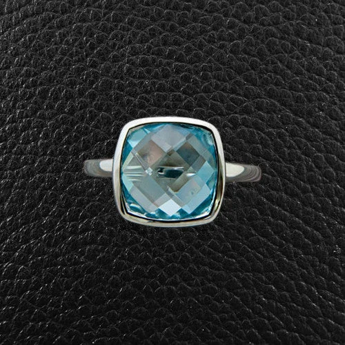 Cushion cut Blue Topaz Ring