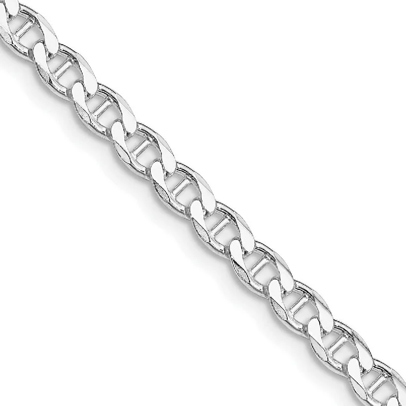 Curata 925 Sterling Silver Rhodium 4.15mm Flat Cuban Anchor Chain Necklace Options: 18 20 22 24