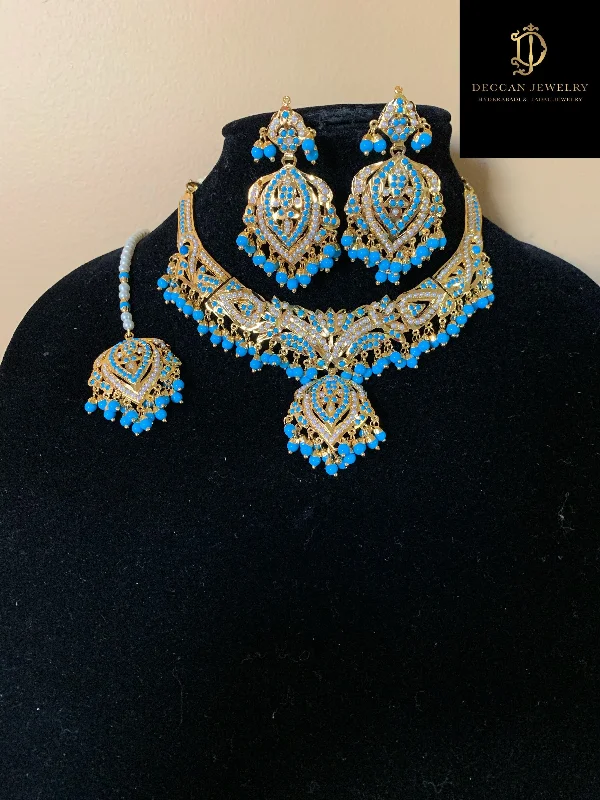 NS58 Taseen necklace set in turquoise(READY TO SHIP )