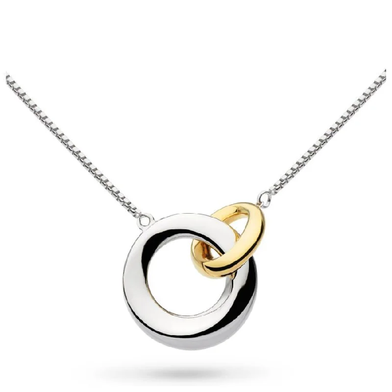 Silver & Yellow Gold Plated Bevel Cirque Link Golden Necklace