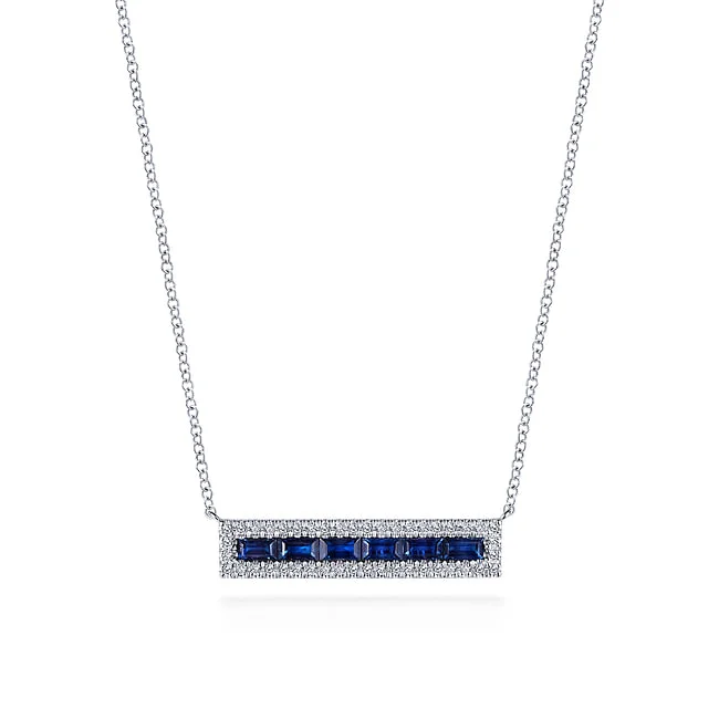 Gabriel & Co. Sapphire and Diamond Pendant Necklace