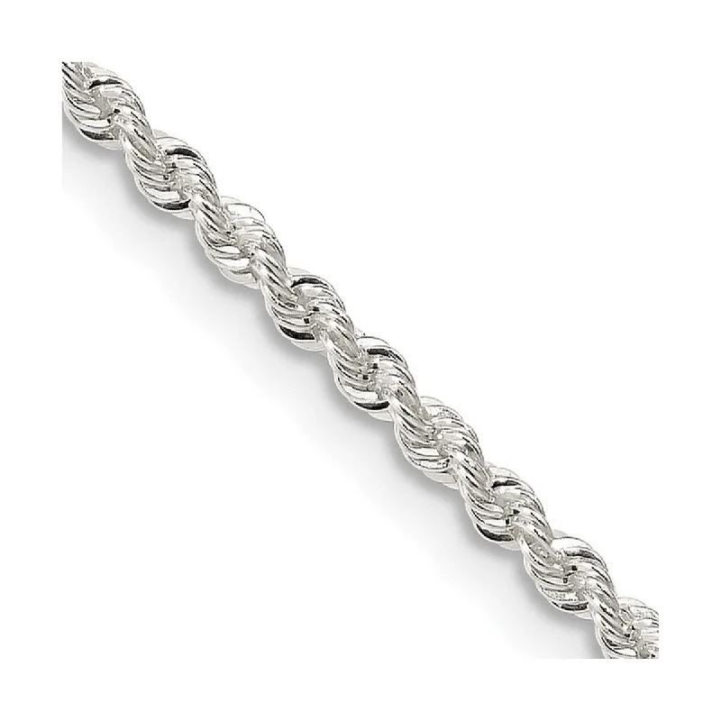 Curata 925 Sterling Silver 2.3mm Solid Rope Chain Necklace