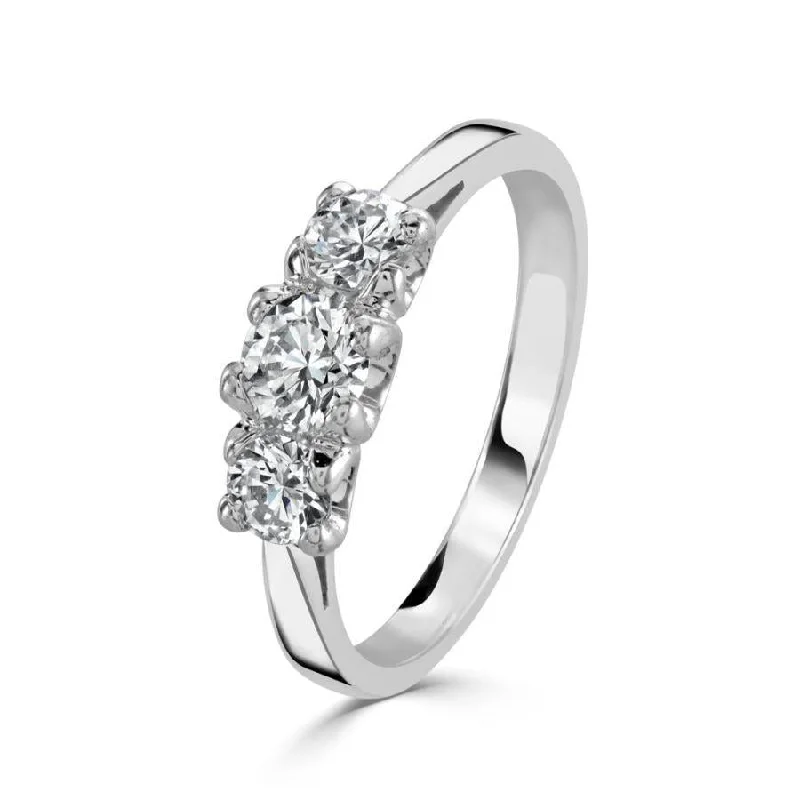 Platinum Round Brilliant Cut Diamond Trilogy Ring