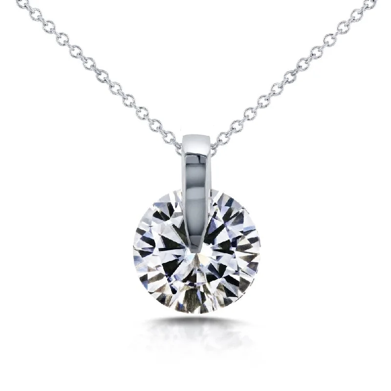 Annello by Kobelli 14k White Gold 1 7/8 Carat Round Moissanite Solitaire Necklace