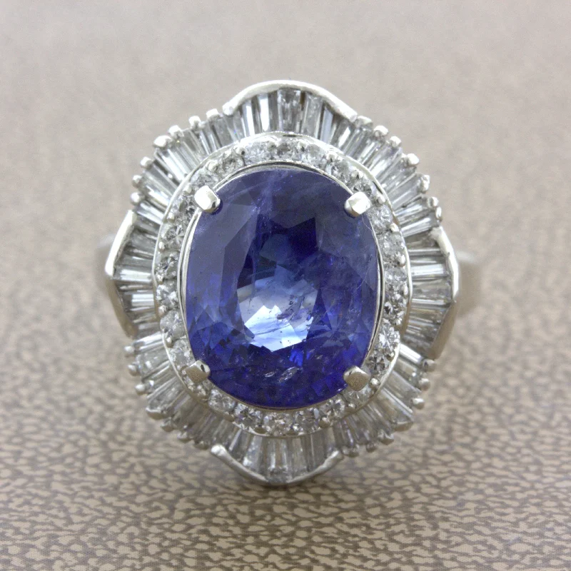 7.94 Carat Sapphire Diamond Platinum Ring