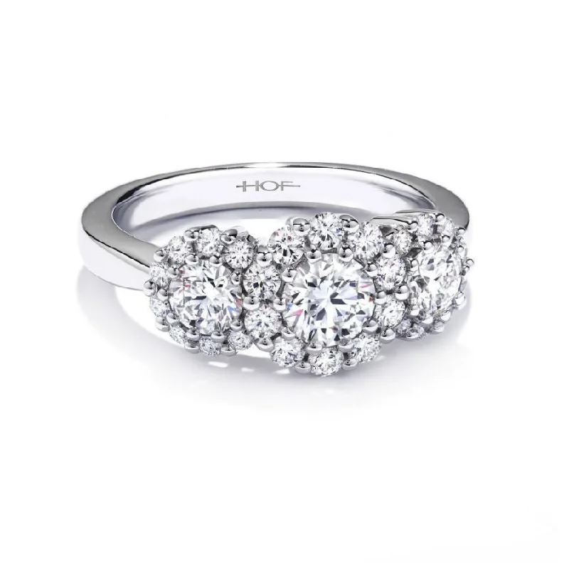 18ct White Gold Beloved Round Brilliant Cut Diamond Triple Halo Cluster Ring