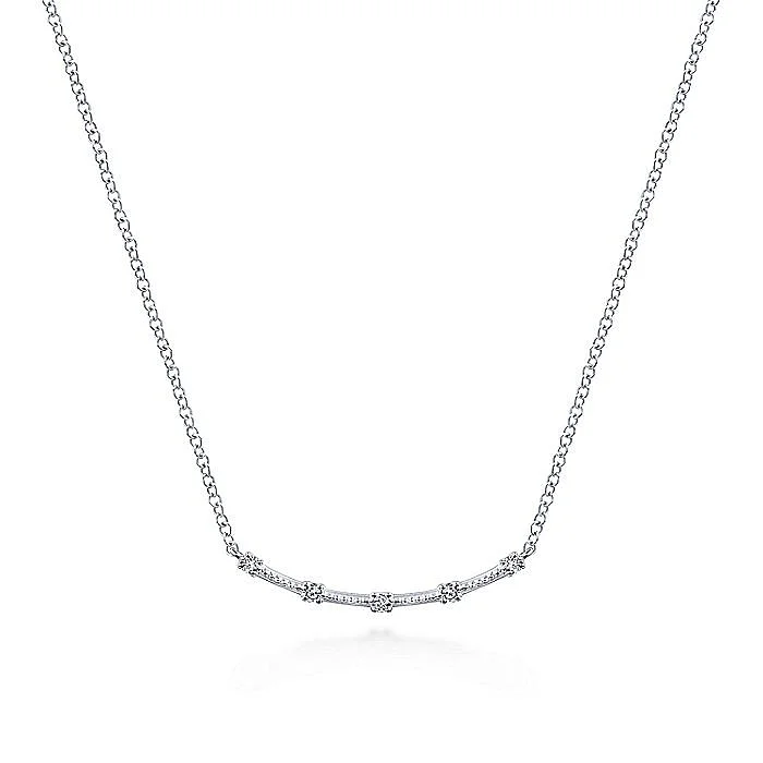 Gabriel & Co Bar Necklace with Diamond Stations