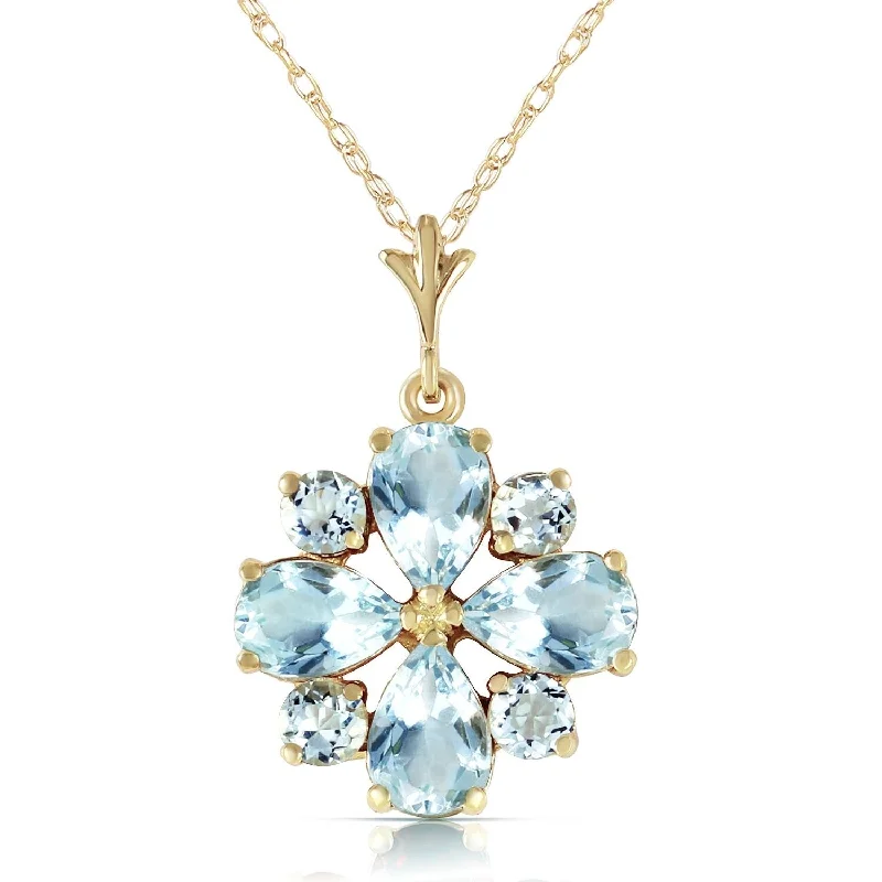 2.43 Carat 14K Solid Gold Cool Chic Aquamarine Necklace